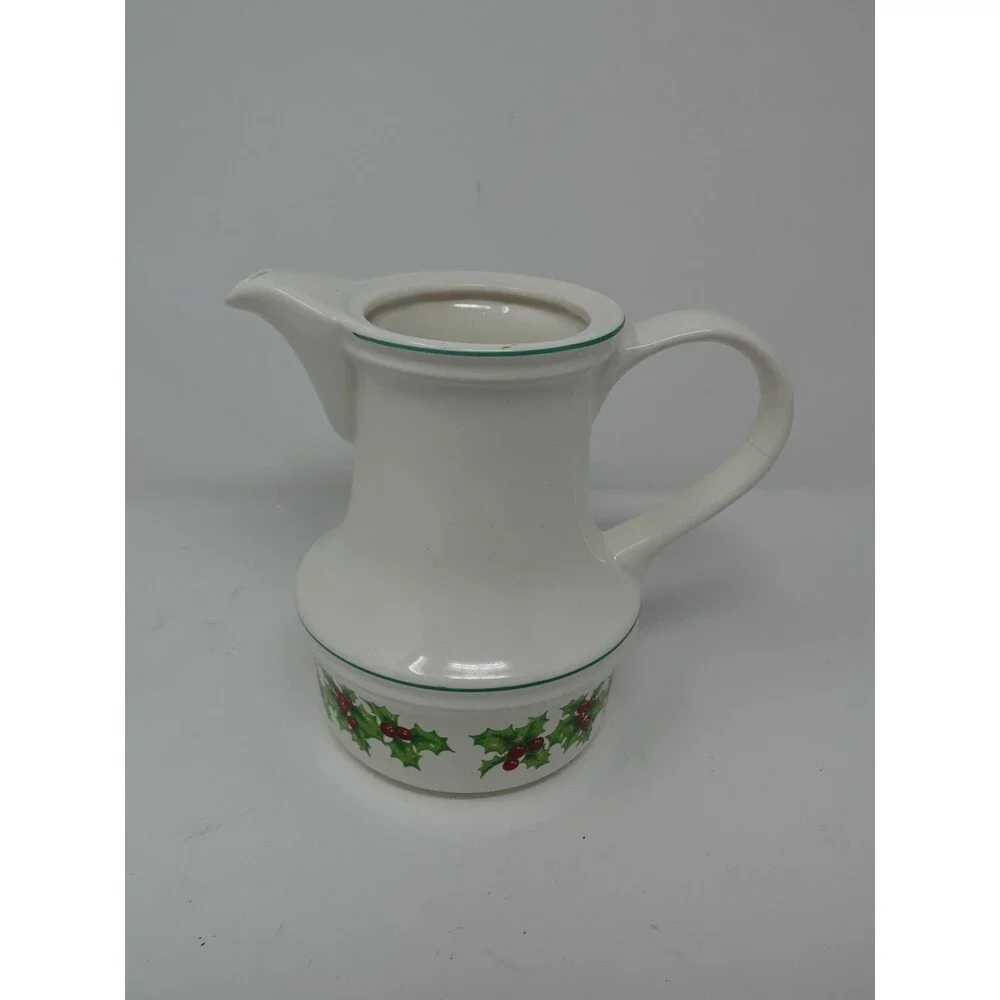 LOFISA Mexico Holly Berry Christmas Creamer Pitcher w/ Crack & Chip Handle